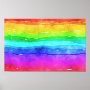 Waterverf Regenboogstrips Poster