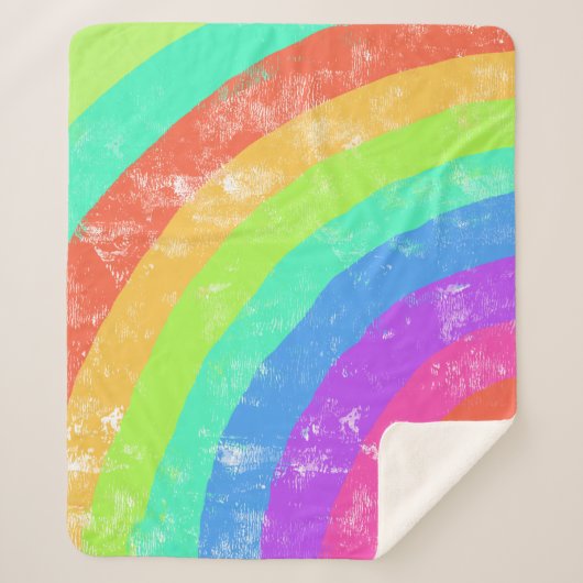 Waterverf Regenboogstrips Sherpa Deken (Voorkant)