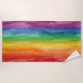 Waterverf Regenboogstrips Strandlaken (Voorkant)
