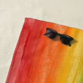 Waterverf Regenboogstrips Strandlaken (In situ)