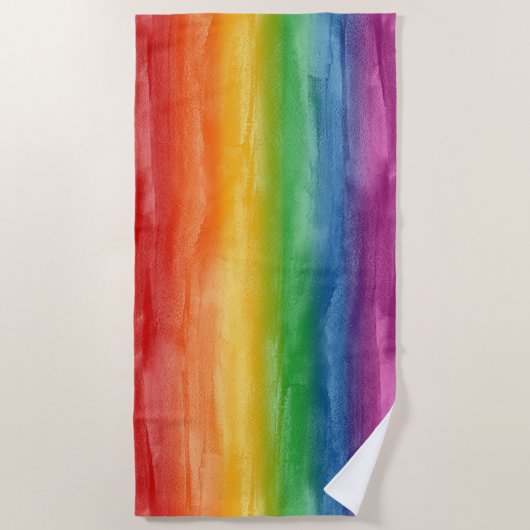 Waterverf Regenboogstrips Strandlaken (Voorkant)