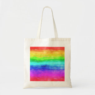 Waterverf Regenboogstrips Tote Bag