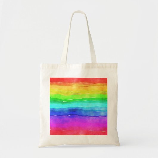 Waterverf Regenboogstrips Tote Bag (Voorkant)