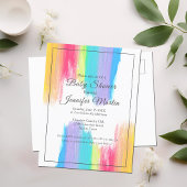 Waterverf regenboogverf Baby shower lijndikte Uitnodiging Briefkaart