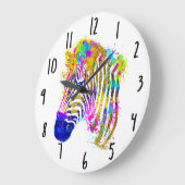 Waterverf regenboogverf Zebra Grafisch Grote Klok (Hoek)
