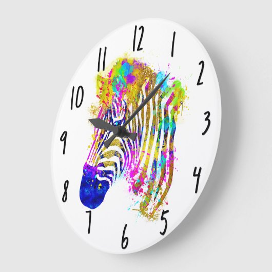 Waterverf regenboogverf Zebra Grafisch Grote Klok (Hoek)