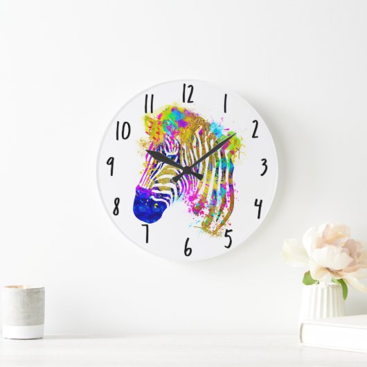 Waterverf regenboogverf Zebra Grafisch Grote Klok (Huis)