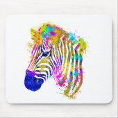 Waterverf regenboogverf Zebra Grafisch Muismat (Voorkant)