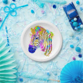Waterverf regenboogverf Zebra Grafisch Papieren Bordje (Feest)