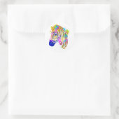 Waterverf regenboogverf Zebra Grafisch Ronde Sticker (Tas)