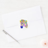 Waterverf regenboogverf Zebra Grafisch Ronde Sticker (Envelop)