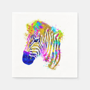 Waterverf regenboogverf Zebra Grafisch Servet