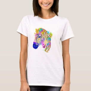 Waterverf regenboogverf Zebra Grafisch T-shirt
