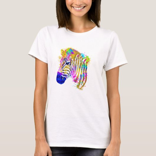 Waterverf regenboogverf Zebra Grafisch T-shirt (Voorkant)