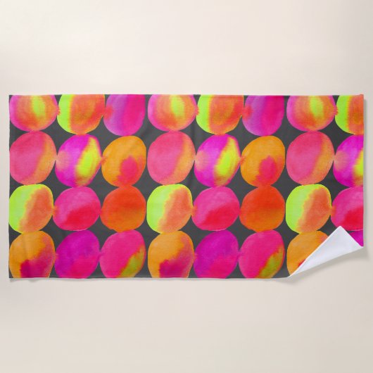 Waterverf regenboogvlekken kunststrand strandlaken (Voorkant)