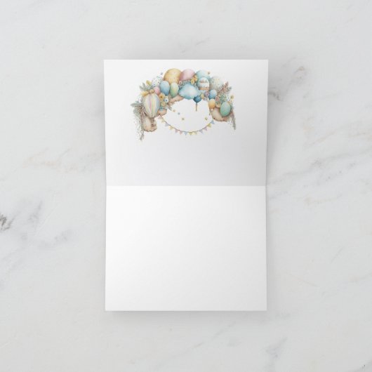 Waterverf regenboogvliegtuig ballonvaarder Baby sh Bedankkaart (Binnen)