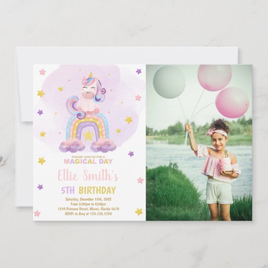 Waterverf Regenboogvlinder Birthday Invitation ph Kaart (Voorkant)