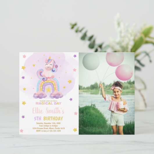 Waterverf Regenboogvlinder Birthday Invitation ph Kaart (Staand voorkant)