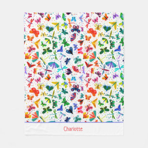 Waterverf Regenboogvlinders Kinder gepersonaliseer Fleece Deken