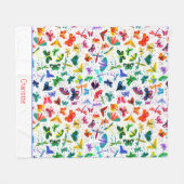 Waterverf Regenboogvlinders Kinder gepersonaliseer Fleece Deken (Voorkant (Horizontaal))