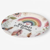 Waterverf regenboogvogel & veren boho verjaardag papieren bordje (Gekanteld)