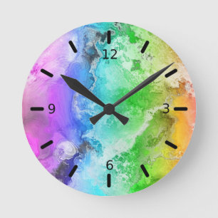Waterverf regenboogwas Abstracte Ronde Klok