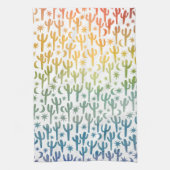 Waterverf regenboogwoestijn Saguaro Cactus Pattern Theedoek (Verticaal)