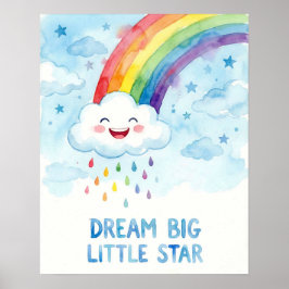 Waterverf Regenboogwolk Droom Groot Kinderen Poster
