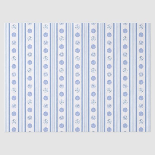 Waterverf Regency Stripes Blauw & Wit Kerst Tissuepapier (Voorkant)
