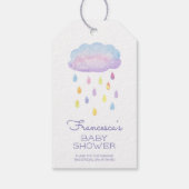 Waterverf regendruppels Baby shower Cadeaulabel (Achterkant)