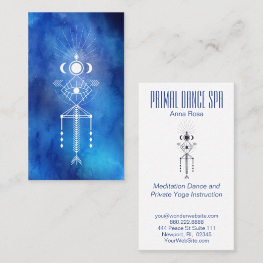 *~* Waterverf Reiki Tribal Aztec Primal Sacred Visitekaartje (Voorkant / Achterkant)