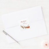 Waterverf Reindeers Santa Claus Sleigh Christmas Vierkante Sticker (Envelop)