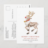 Waterverf Reindekerst Corporate Greeting Briefkaart (Voorkant / Achterkant)