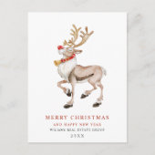 Waterverf Reindekerst Corporate Greeting Briefkaart (Voorkant)