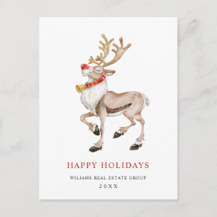 Waterverf Reindekerst Corporate Greeting Briefkaart