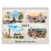 Waterverf Reis Europe Cities 2023-agenda Kalender (Hoes)