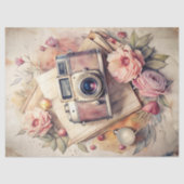 Waterverf reizen retro camera oude foto's rozen tissuepapier (Voorkant)