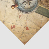 Waterverf Reizen Retro Kompas Oude Kaart Foto's Tissuepapier (Detail)