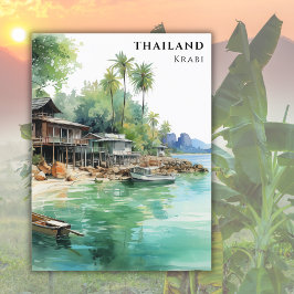 Waterverf Reizen Strand Oceaan Thailand Krabi Briefkaart