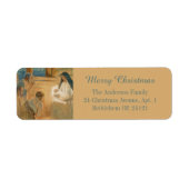 Waterverf Religieus Christelijk Vrolijk Kerstfeest Etiket (Voorkant)