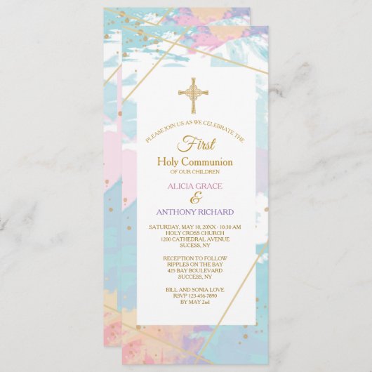 Waterverf Religieuze Uitnodiging (Voorkant / Achterkant)