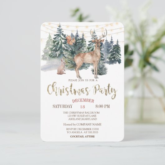 Waterverf rendier, boskerst kaart (Staand voorkant)