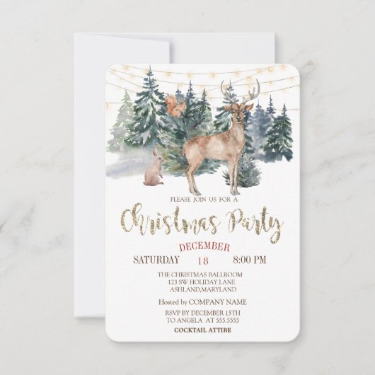 Waterverf rendier, boskerst kaart (Voorkant)