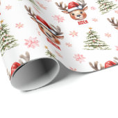 Waterverf Rendier Custom Gift Wrap Cadeaupapier (Rol Hoek)