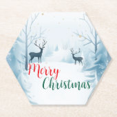 Waterverf rendier fawn tree vrolijk kerstfeest kartonnen onderzetters (Voorkant)