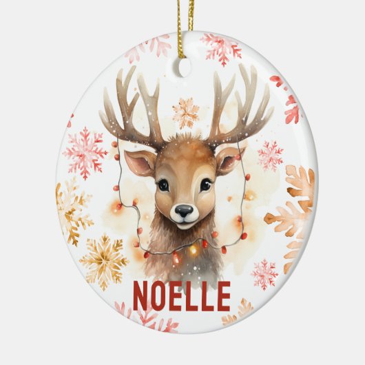 Waterverf rendier gepersonaliseerd Ornament (Links)