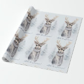 Waterverf rendier in de Bossen wit Cadeaupapier (Uitgerold)