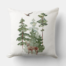 Waterverf rendier in winterkerstmis kussen