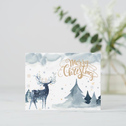 Waterverf rendier kerst Briefkaart (Staand voorkant)