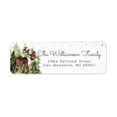 Waterverf Rendier | Kerst Retouradres Etiket (Voorkant)